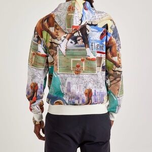 Jordan Printed Multicolor Hoodie with Red Logo . White base